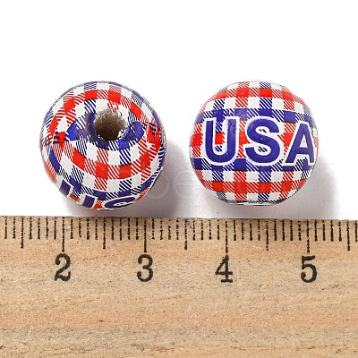 Printed Wood European Beads WOOD-G022-07C-1