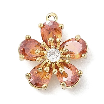 Brass Micro Pave Cubic Zirconia Pendants KK-S514-02E-G-1