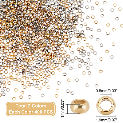 DICOSMETIC 800Pcs 2 Colors 316 Surgical Stainless Steel Crimp Beads STAS-DC0005-02-1