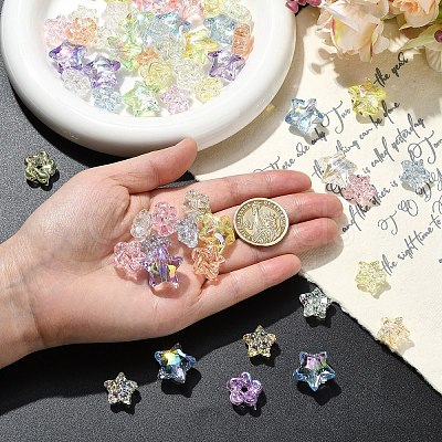 60Pcs 3 Styles UV Plating Transparent Acrylic Beads MACR-YW0004-71-1