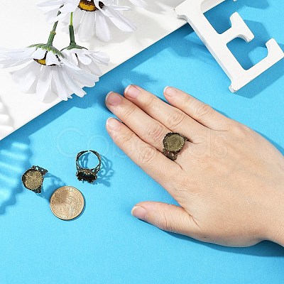 Cuff Brass Ring Cabochon Settings KK-G020-A-1