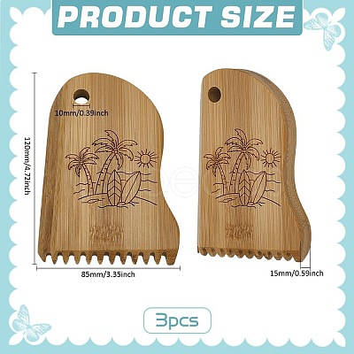 3Pcs Bamboo Surfboard Wax Comb DIY-FG0006-74-1