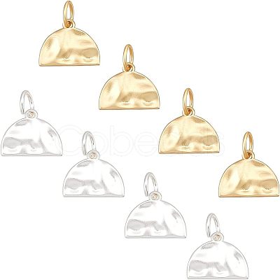 8Pcs 2 Colors Brass Hammered Semi Circle Charms KK-FH0002-55-1