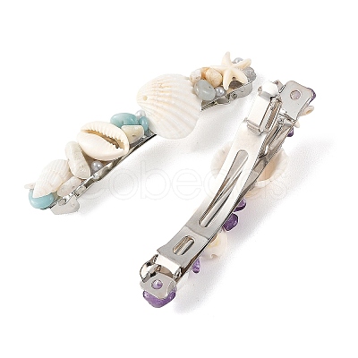 4Pcs 4 Styles Natural Shell Hair Barrettes PHAR-TA000013-1