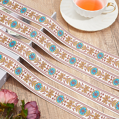 Boho Ethnic Pattern Polyester Webbing Ribbon OCOR-WH0120-61A-1