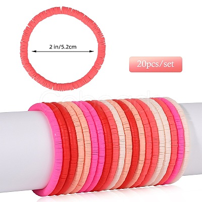 Polymer Clay Heishi Surfer Stretch Bracelets Set BJEW-SW00125-1