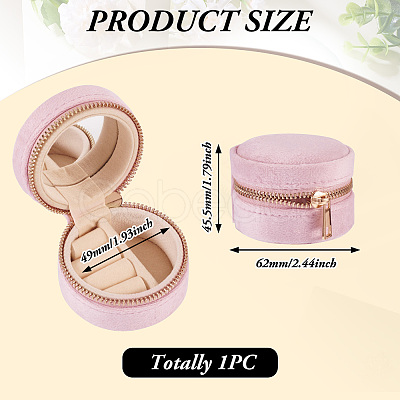 Portable Travel Round Velvet Jewelry Set Storage Zipper Boxes CON-TAC0001-11B-1