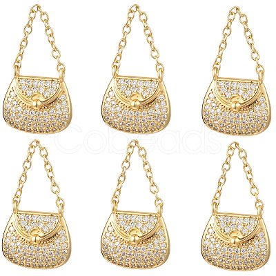 6Pcs Brass Micro Pave Cubic Zirconia Pendants KK-BBC0019-72-1
