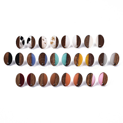 Resin & Walnut Wood Stud Earring Findings MAK-N032-004A-1