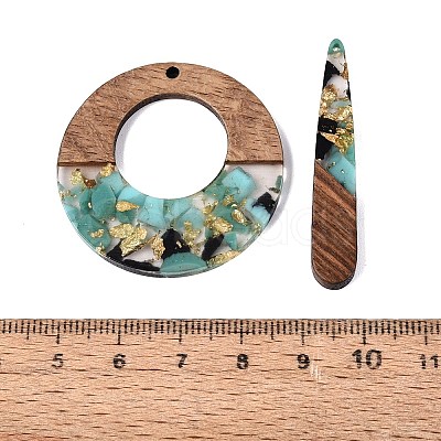14Pcs 7 Styles Transparent Resin & Walnut Wood Pendants RESI-N053-15-1
