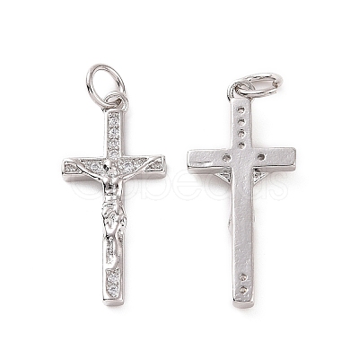 Rack Plating Brass Micro Pave Cubic Zirconia Pendants KK-C008-37P-1