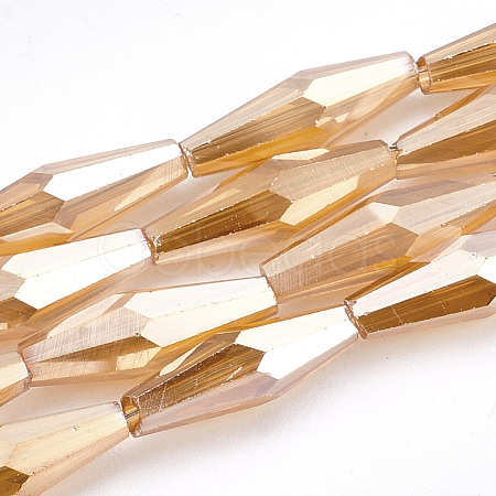 Electroplated Glass Beads Strands EGLA-S174-06G-1