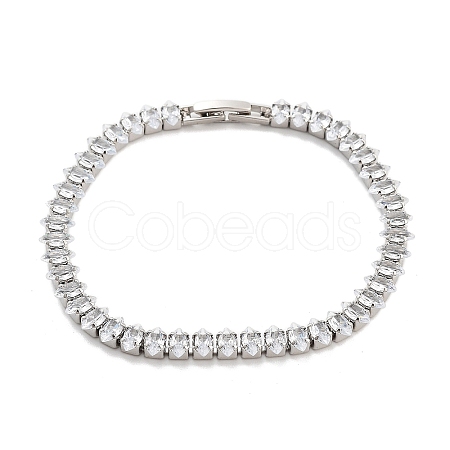 Brass Pave Clear Cubic Zirconia Horse Eye Link Bracelets BJEW-YWC0002-03B-P-1
