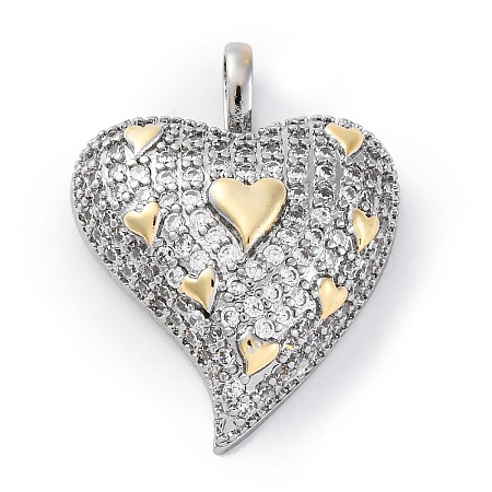 Brass Micro Pave Cubic Zirconia Pendants KK-S510-32GP-04-1