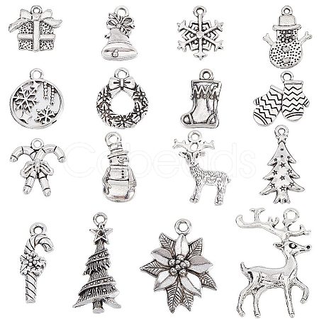 96Pcs 16 Style Tibetan Style Alloy Pendants FIND-SC0004-75-1