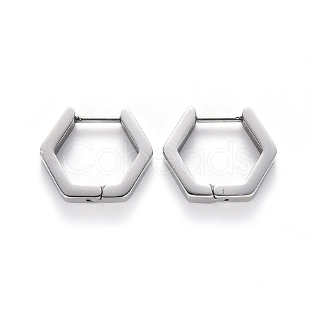 Non-Tarnish 304 Stainless Steel Huggie Hoop Earrings X-STAS-S103-24P-1