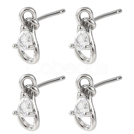 SHEGRACE Teardrop Brass Micro Pave Clear Cubic Zirconia Stud Earrings XGRQ4N877-701P-1