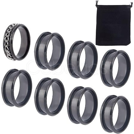 10Pcs Stainless Steel Grooved Finger Ring Settings STAS-UN0039-22D-1