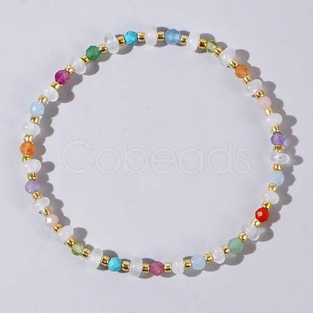 Beach Vacation Style Natuarl Mixed Stone Beaded Stretch Bracelet Women RO9590-10-1