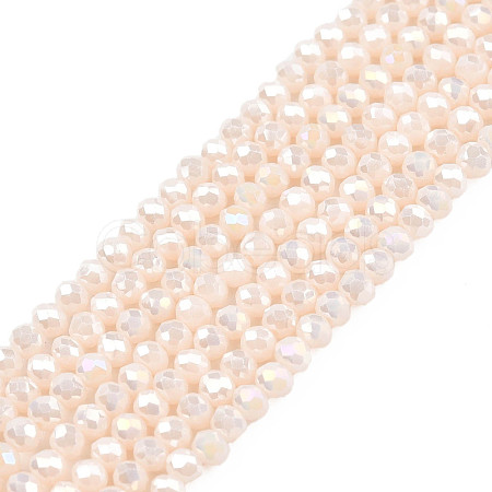 Electroplate Opaque Solid Color Glass Beads Strands X-EGLA-Q112-B17-1