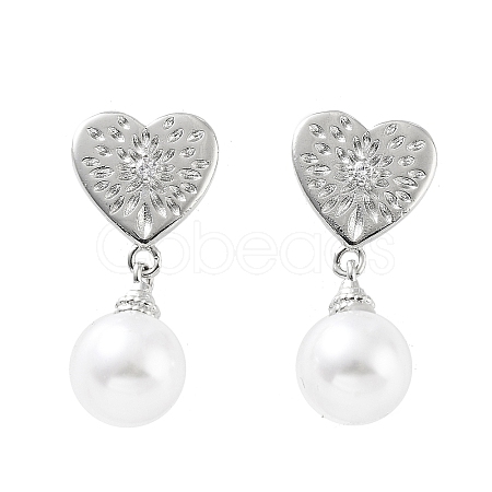 Heart Rack Plating Brass Studs Earrings for Women KK-Z038-03P-1