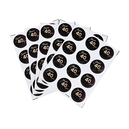 5 Sheets Circle with Word Cheers to 40 Years PVC Waterproof Decorative Sticker Labels PL-XCP0001-02-1