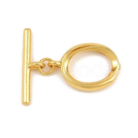 Oval Brass Toggle Clasps KK-G548-35G-1