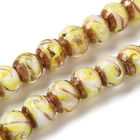 Gold Sand Lampwork Beads Strands LAMP-E036-06B-1