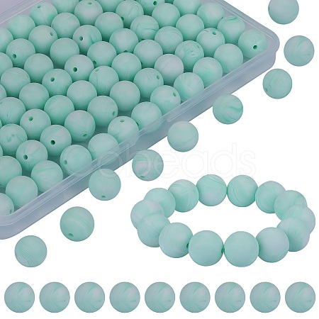 80Pcs Round Silicone Focal Beads SIL-SZ0001-24-27-1