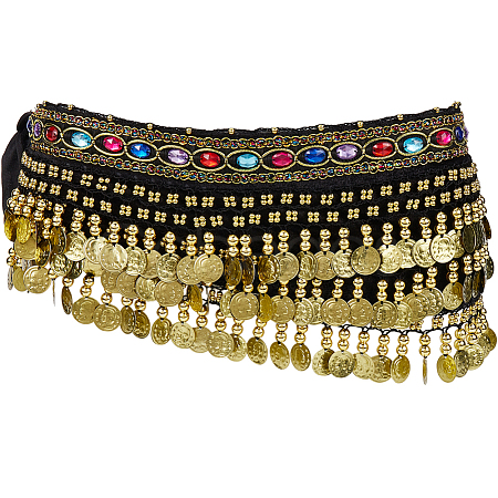 Golden Alloy Three Layers Flat Round Waist Belt AJEW-WH20002-09A-1