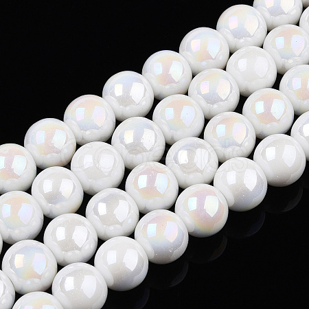 Electroplate Opaque Glass Beads Strands GLAA-T032-P8mm-AB02-1