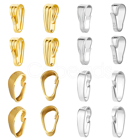 16Pcs 4 Colors 925 Sterling Silver Snap on Bails STER-PH0001-39-1
