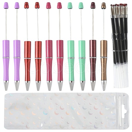 10Pcs ABS Plastic & Iron Ball-Point Pen AJEW-FS0001-41E-1