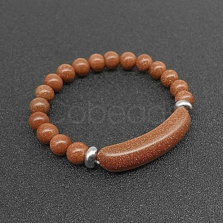 Synthetic Goldstone Bead Stretch Bracelets for Women Men MZ7269-09-1