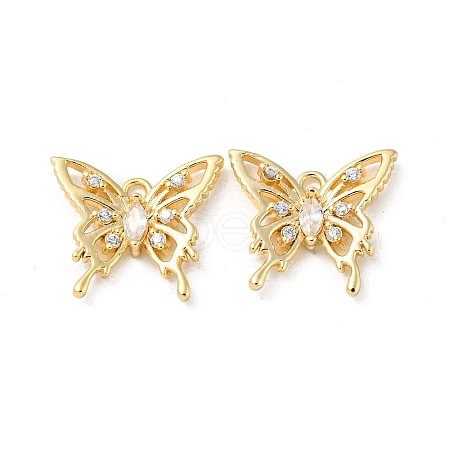 Hollow Brass Micro Pave Cubic Zirconia Pendants KK-H460-51G-1