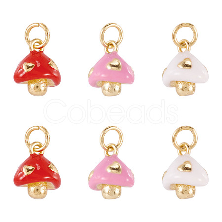 6Pcs 3 Colors Brass Enamel Charms KK-TA0002-64-1