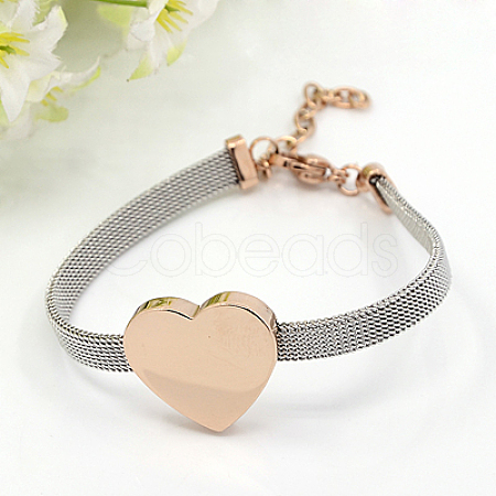 Ion Plating(IP) Fashionable 304 Stainless Steel Bracelets LS-BJEW-J038-47RG-1