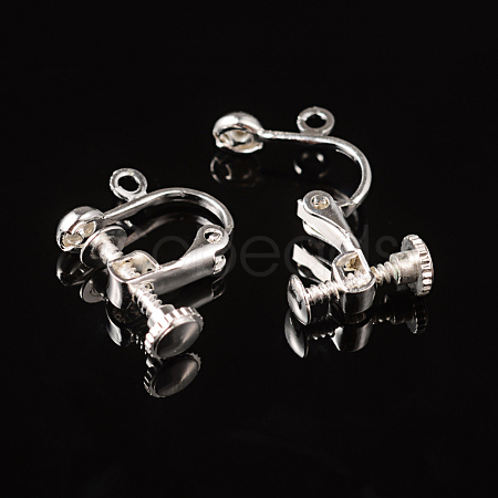 Brass Clip-on Earring Findingsfor non-pierced Ears X-EC143-S-1