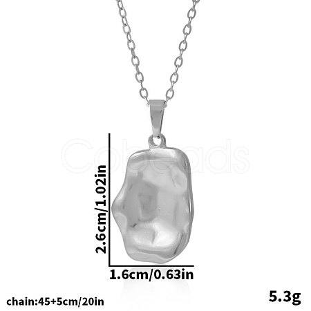 304 Stainless Steel Textured Rectangle Pendant Necklaces for Women VF3320-1-1