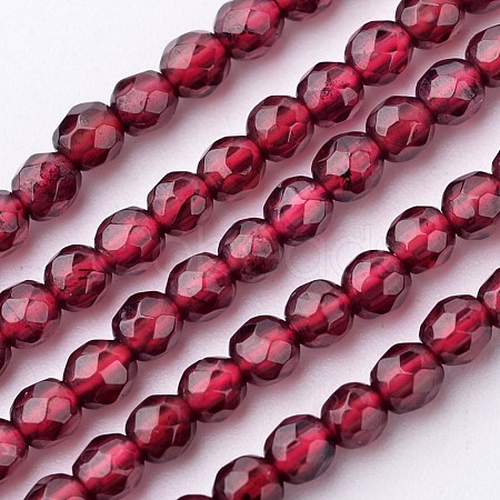 Natural Garnet Bead Strands X-G-K145-F-3mm-A-1