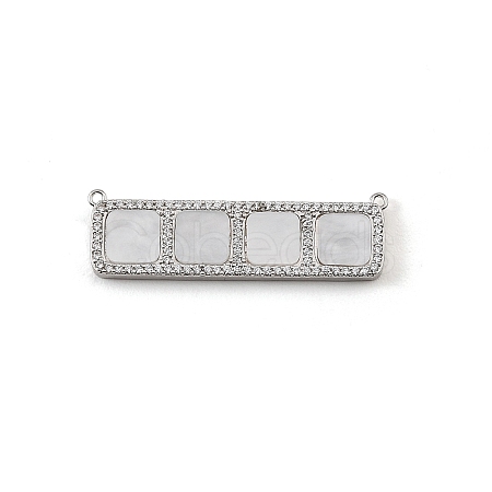 Brass Micro Pave Clear Cubic Zirconia Connector Charms CU-CBA30E8-01P-B02-1