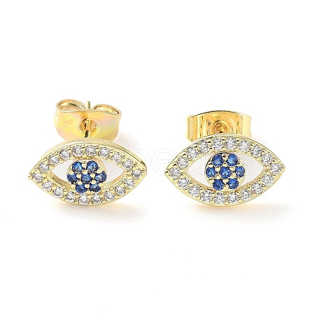 Brass Micro Pave Cubic Zirconia Stud Earrings EJEW-P247-02G-1
