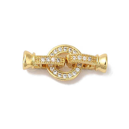 Rack Plating Brass Micro Pave Clear Cubic Zirconia Fold Over Clasps KK-A222-04C-G-1