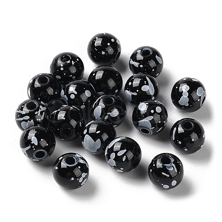 Printed Opaque Acrylic Round Beads LS-ACRP-P001-01B-02-1
