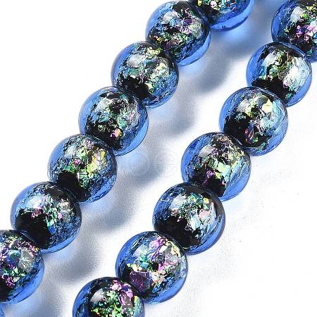 Handmade Foil Lampwork Beads Strands FOIL-K003-06B-19-1