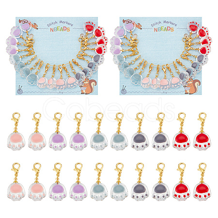 Transparent Glass Enamel Pendant Stitch Markers HJEW-AB00418-1