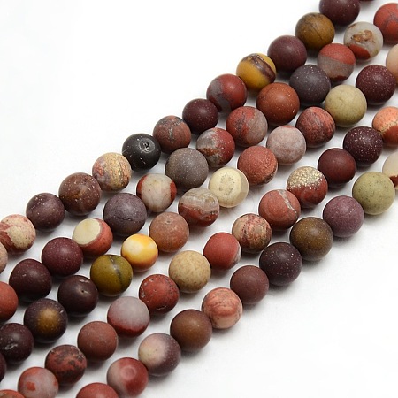 Frosted Natural Mookaite Round Bead Strands G-M064-8mm-11-1