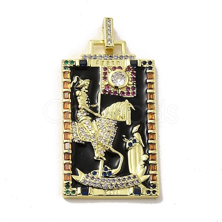 Brass Micro Pave Cubic Zirconia Pendants with Enamel KK-H458-03G-21-1