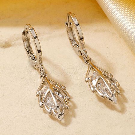 Chic Mini Leaf Brass Hoop Earrings KE0855-1-1