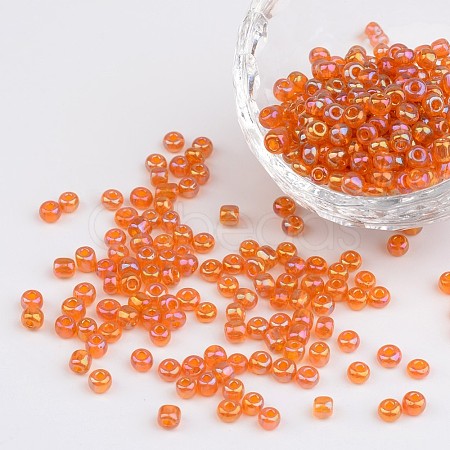 Transparent Rainbow Colours Round Glass Seed Beads X-SEED-A007-4mm-169-1